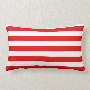 Bold Red Stripes Pillow, Nautical, Mix and Match Lumbar Cushion
