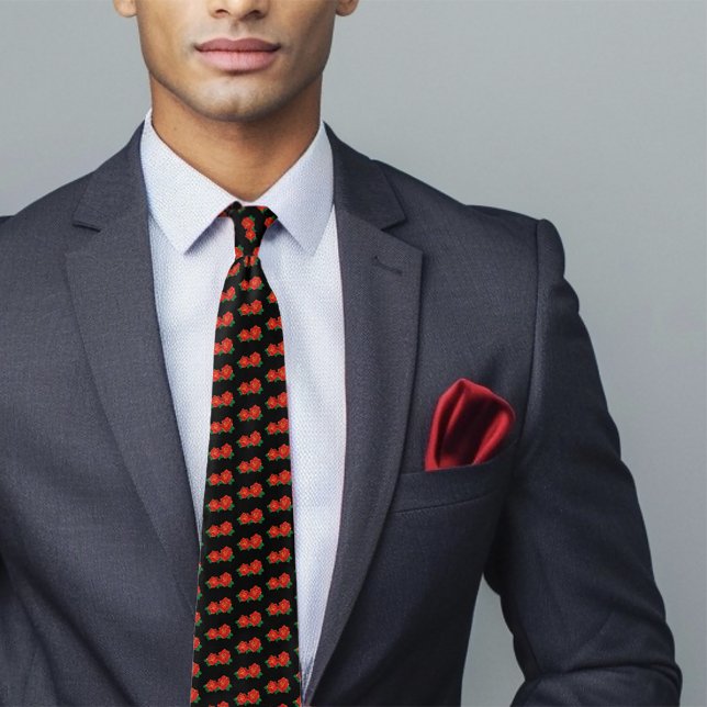 Bold Red Traditional Roses Tattoo Black Tie (Creator Uploaded)