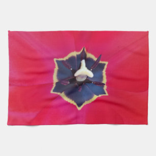 Bold Red Tulip Flower Macro Nature Photography Tea Towel