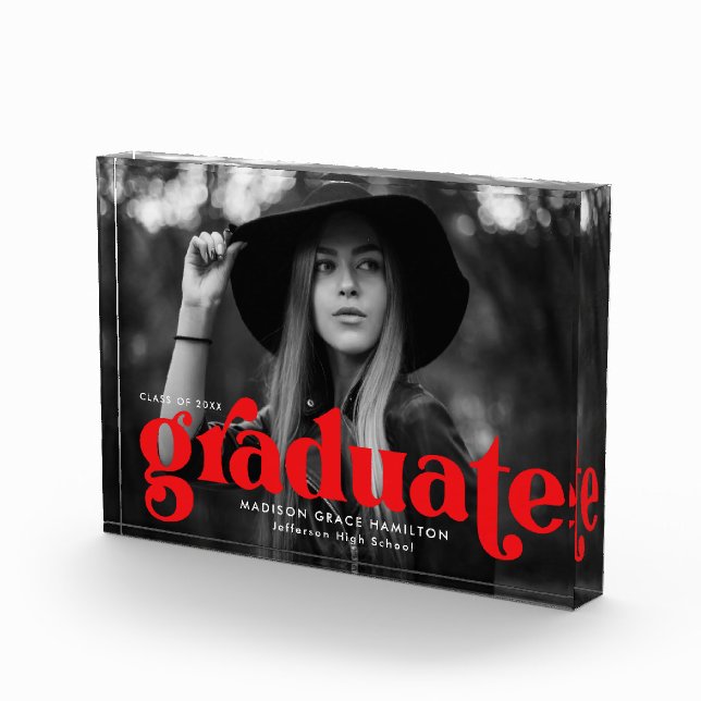 Bold Red Typography Graduation Photo Block (Right)