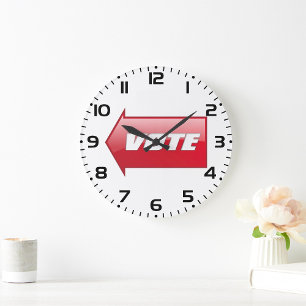 Bold Red Vote Arrow Sign Election Campaign Voting  Large Clock