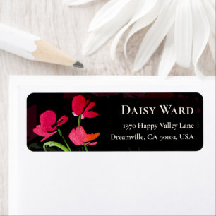 Bold Red Watercolor Floral Return Address Labels