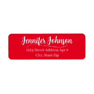 Bold Red Wedding Script Return Address Envelope  Label