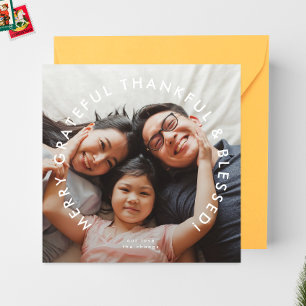 BOLD religious MERRY GRATEFUL THANKFUL & BLESSED Holiday Card