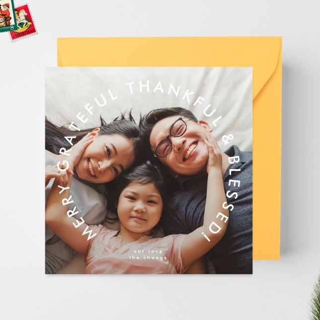 BOLD religious MERRY GRATEFUL THANKFUL & BLESSED Holiday Card (Creator Uploaded)