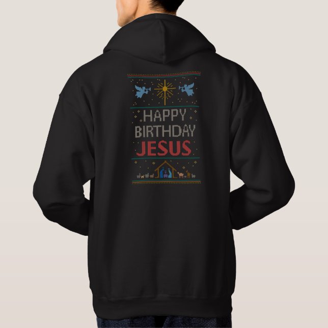 Bold Religious Ugly Christmas Sweater Colour Jesus (Back)