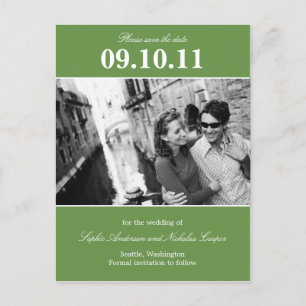 Bold Reminder Save The Date Postcard (Green)
