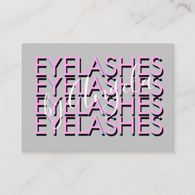  Bold Repeat  Eyelashes Salon Nails  Pink  Business Card (Front)