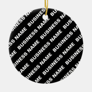 Bold Repeating Editable Name   Simple Black White Ceramic Ornament
