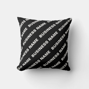 Bold Repeating Editable Name   Simple Black White Cushion