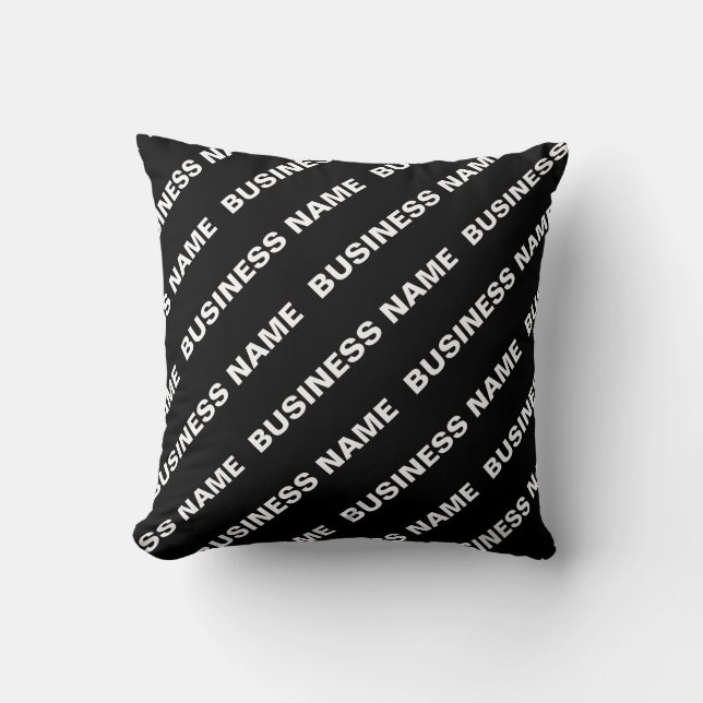 Bold Repeating Editable Name | Simple Black White Cushion (Front)