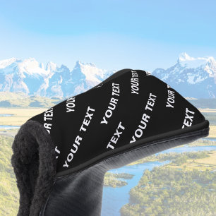 Bold Repeating Editable Name Simple Black White Golf Head Cover