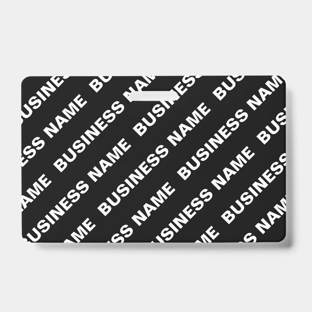 Bold Repeating Editable Name | Simple Black White ID Badge (Front)