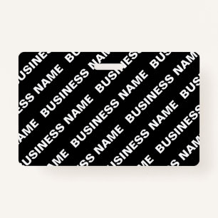 Bold Repeating Editable Name Simple Black White ID Badge