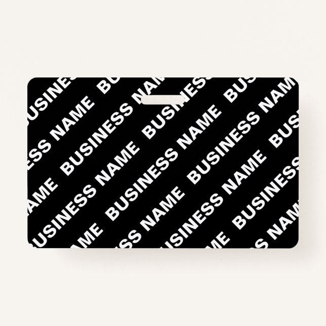 Bold Repeating Editable Name | Simple Black White ID Badge (Front)