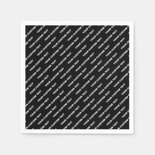 Bold Repeating Editable Name   Simple Black White Napkin