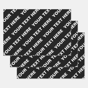 Bold Repeating Editable Name   Simple Black White Wrapping Paper Sheet