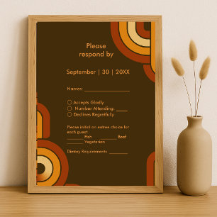 Bold Retro 1970s Wedding RSVP Card