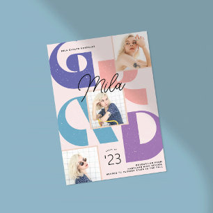 Bold Retro 3 photo Graduation Announcement