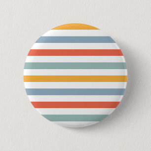 Bold Retro 70s Horizontal Stripes Orange Teal And 6 Cm Round Badge