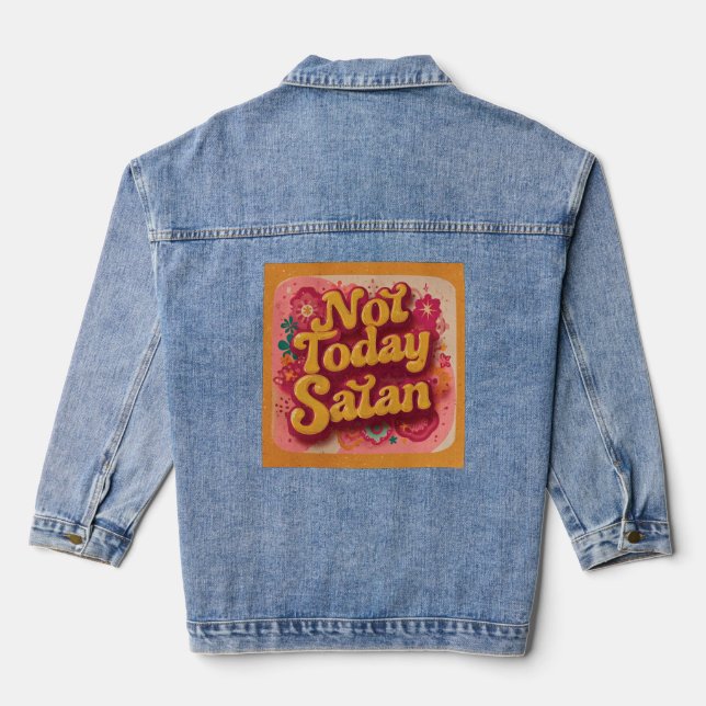 Bold Retro 70s Psychedelic Graphic  Denim Jacket (Back)