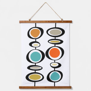 Bold Retro Abstract Circles Mid Century Modern Hanging Tapestry
