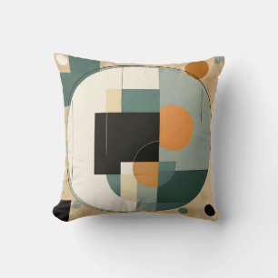 Bold Retro: Abstract Circles & Rectangles Cushion