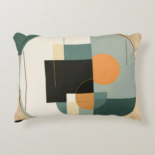 Bold Retro: Abstract Circles & Rectangles Decorative Cushion
