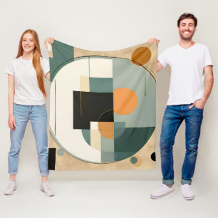 Bold Retro: Abstract Circles & Rectangles Fleece Blanket