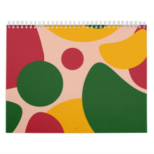 Bold Retro Abstract Shapes Pattern  Calendar