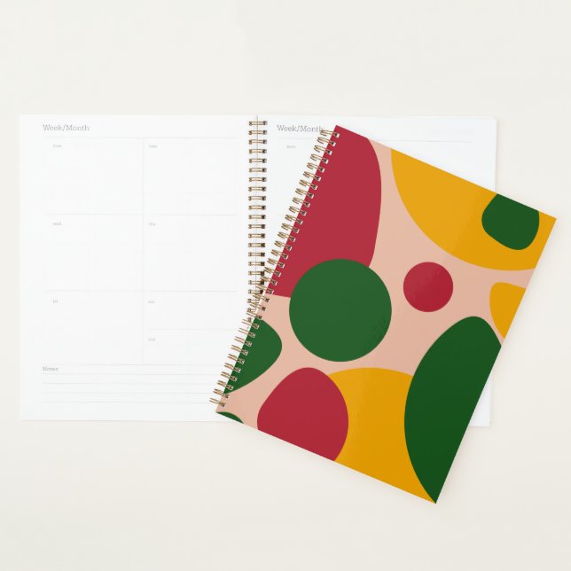 Bold Retro Abstract Shapes Pattern  Planner (Display)