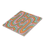 Bold Retro Abstract Wavy Lines  Ceramic Tile<br><div class="desc">Boho 70's style abstract pink orange green wavy lines ceramic tile. A 60's and 70's style vibe. Think backsplash,  coaster tile,  tabletop DIY project,  bathroom,  fireplace hearth,  for the retro inspired individual. Be creative and use your imagination to find a variety of uses for unique tile accents.</div>