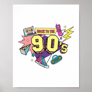 Bold Retro Back to the 90s Art Poster