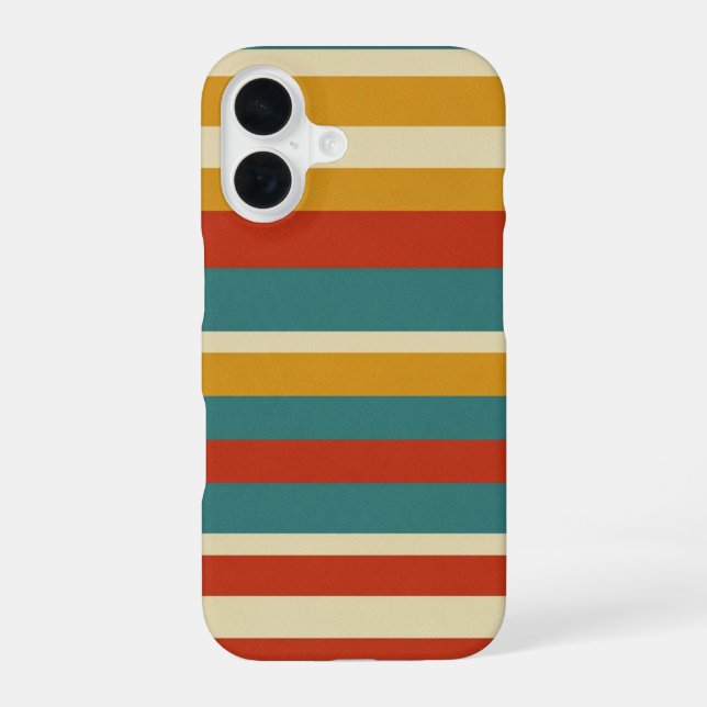 Bold Retro Bands iPhone 16 Case (Back)