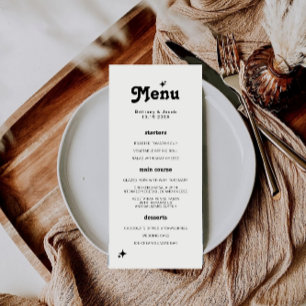 Bold Retro Chic Wedding Menu