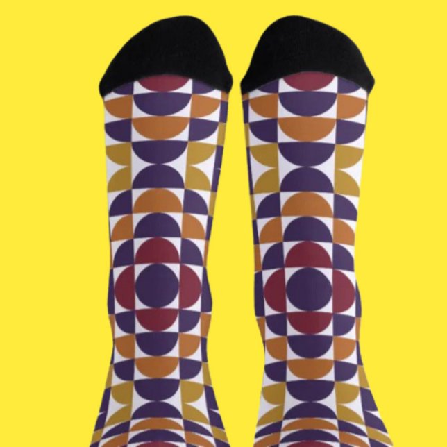 Bold Retro Circles Crew Socks | Colourful Geometri (Creator Uploaded)