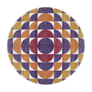 Bold Retro Circles Decorative Glass Cutting Board 