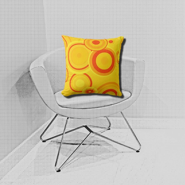 bold retro circles - yellow&orange cushion (Creator Uploaded)