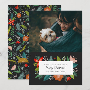 Bold Retro Citrus & Floral   Photo Holiday Card