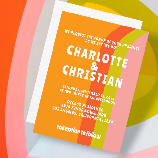 Bold Retro Citrus Wedding Invitation (Bold Retro Citrus Wedding Invitation from Ricaso. A fun bold card for a fun bold couple.)