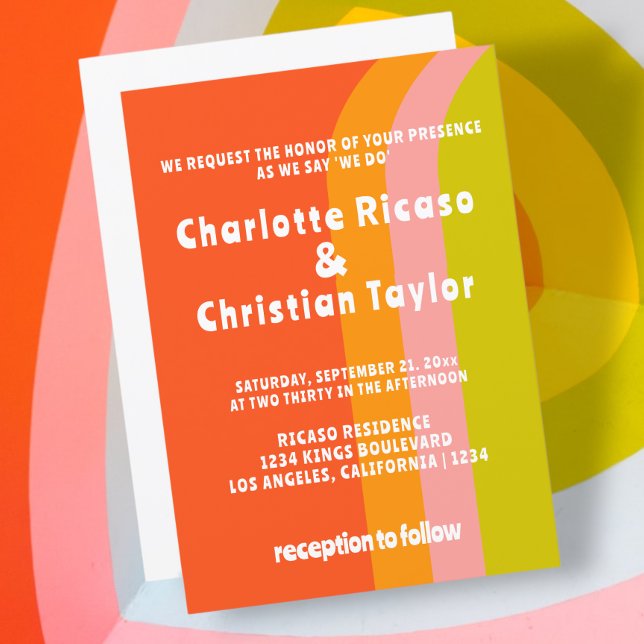 Bold Retro Citrus Wedding Invitation (Bold Retro Citrus Wedding Invitation from Ricaso. Fun invites for a fun couple)