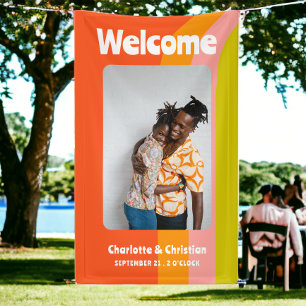 Bold Retro Citrus Welcome Wedding Banner