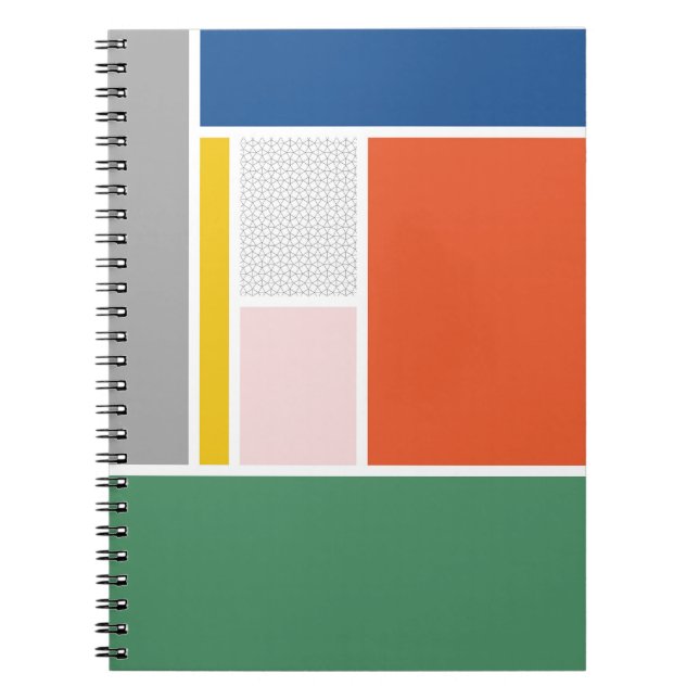Bold Retro Color Block Geometric Art Notebook (Front)