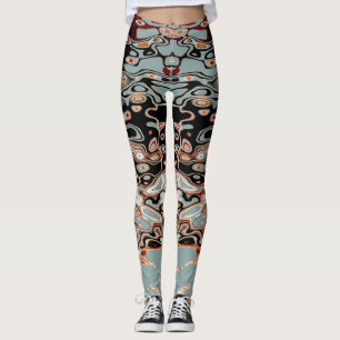 Bold Retro Colourful Abstract Pattern Leggings