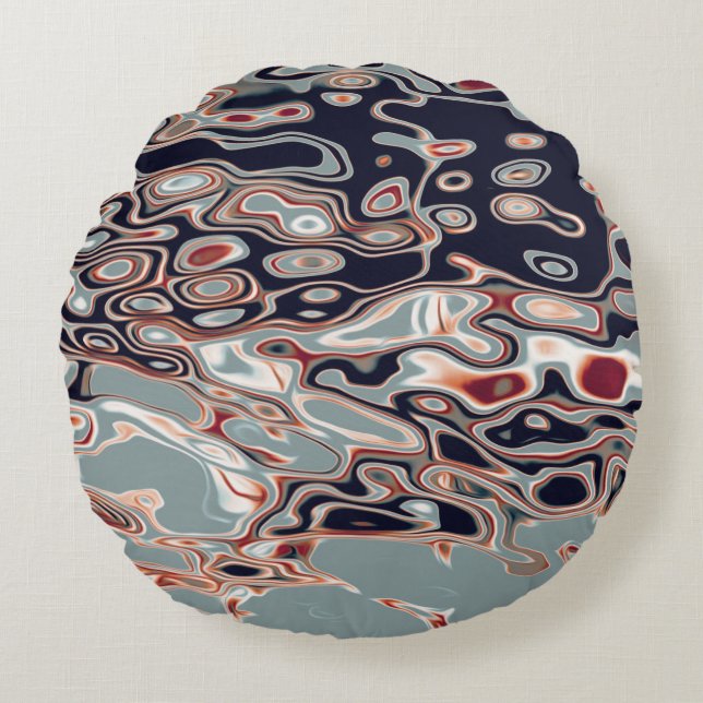 Bold Retro Colourful Abstract Pattern Round Cushion (Front)