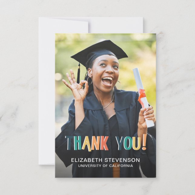 Bold retro colours Graduation thank you photo (Front)