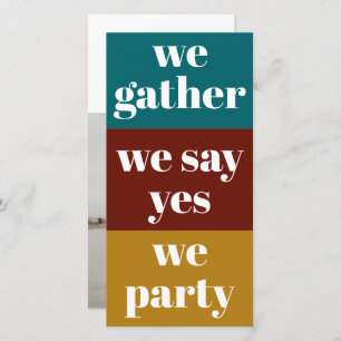 Bold Retro Colours Typography Photo Wedding  Save The Date