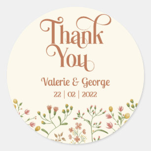 Bold Retro Earthy Tones Thank You Round Sticker