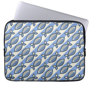 Bold retro fish blue laptop sleeve
