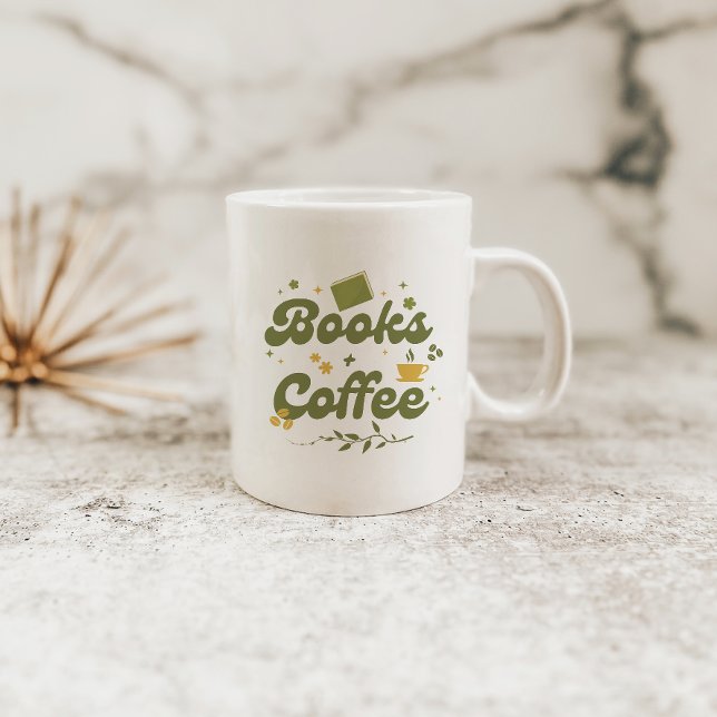 Bold Retro Floral Books & Coffee Book Lover Mug (Creator Uploaded)